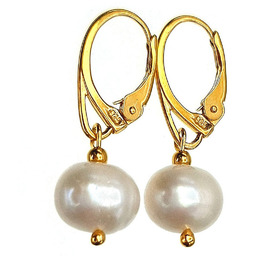 Prawdziwe Duże Perły Piękne Kolczyki Złote Srebro