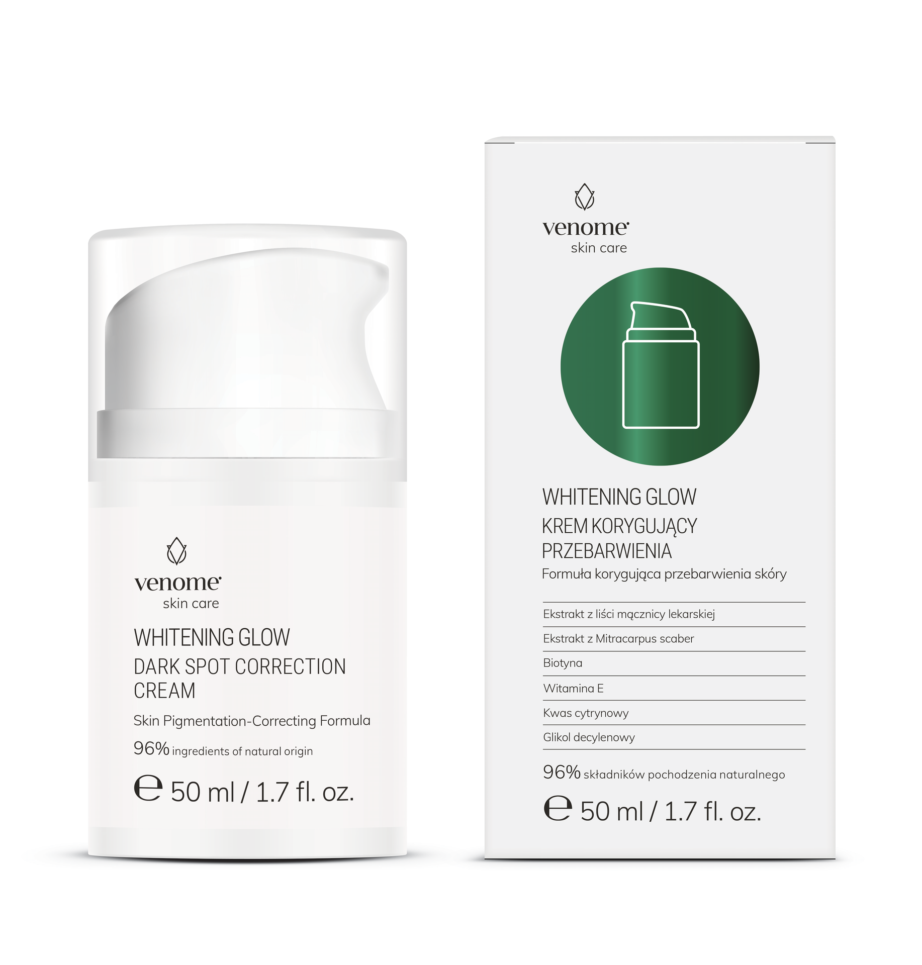 Venome Whitening Glow - krem korygujący przebarwienia 50ml