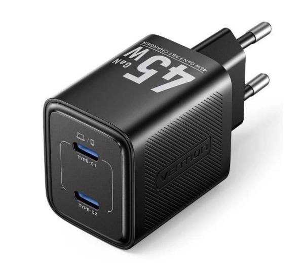 Vention 2xUSB-C 45W GAN PD Czarny