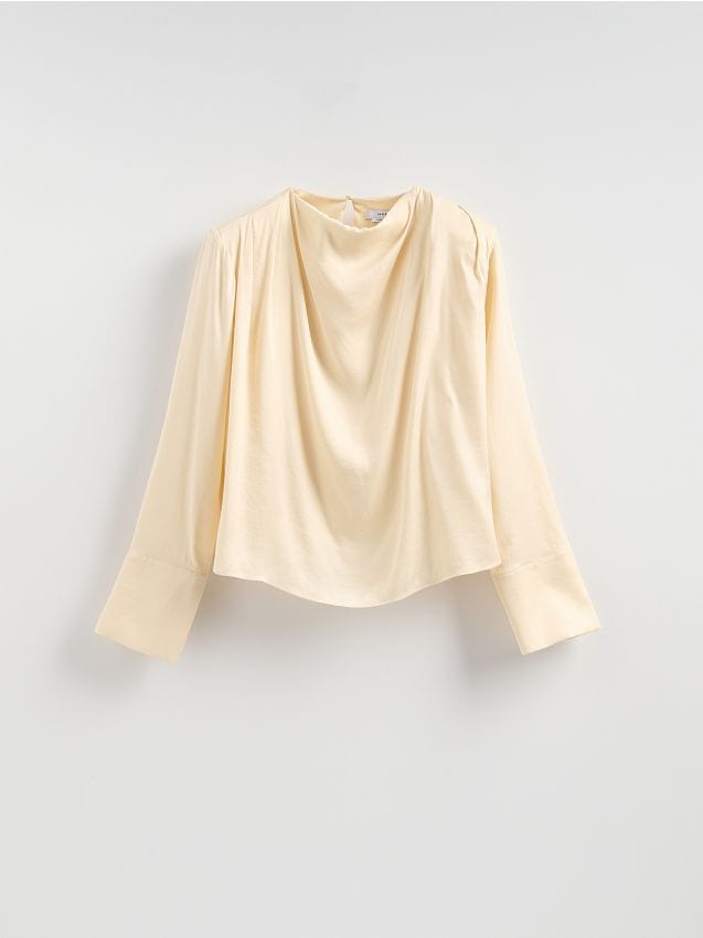 Reserved - Bluzka z lyocellem - kremowy