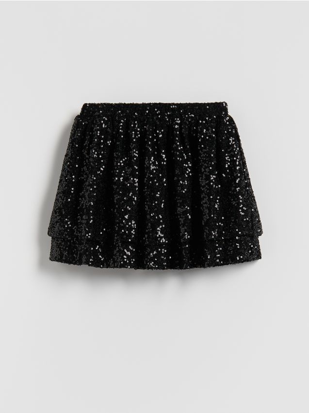 Reserved - Spódnico-szorty z cekinami - czarny