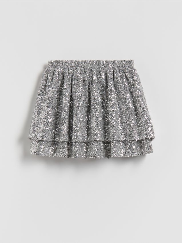 Reserved - Spódnico-szorty z cekinami - srebrny