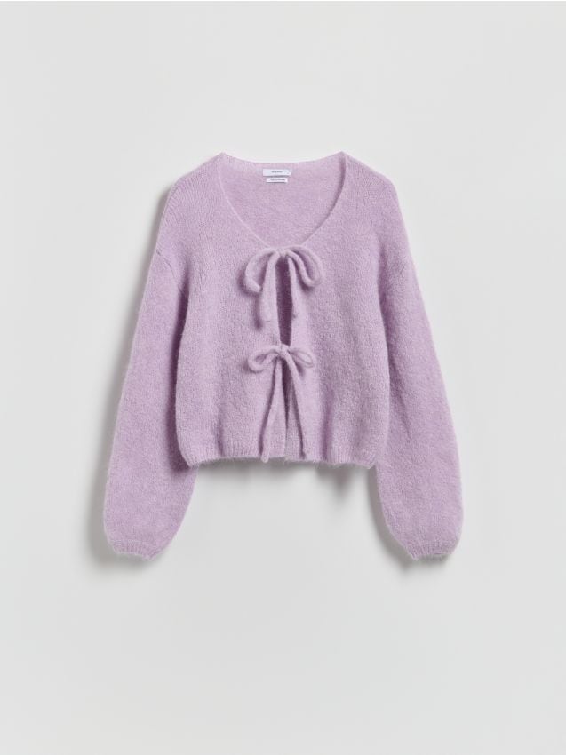 Reserved - Kardigan z wełną alpaki - lawendowy