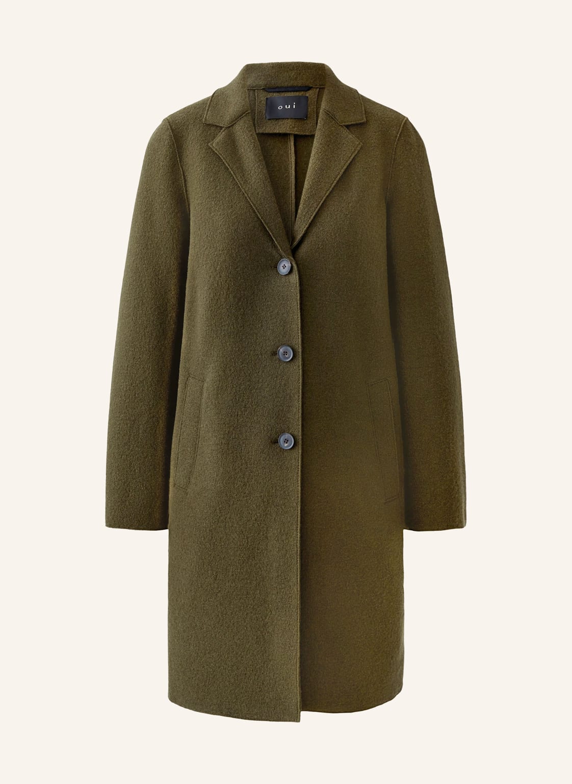 Oui Płaszcz Wełniany gruen