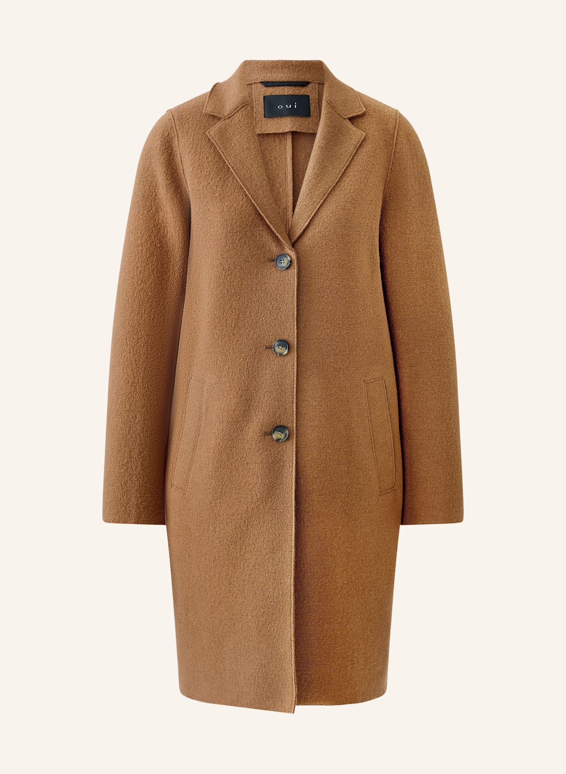 Oui Płaszcz Wełniany braun
