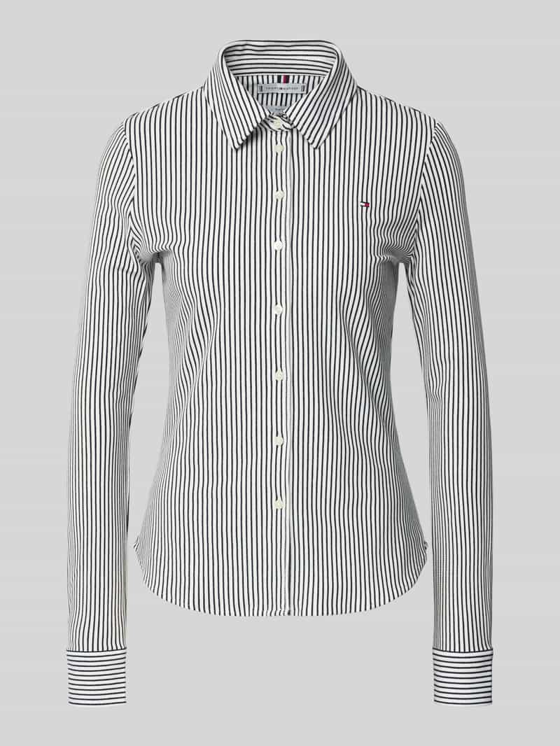 Bluzka koszulowa o kroju slim fit z mieszanki bawełny