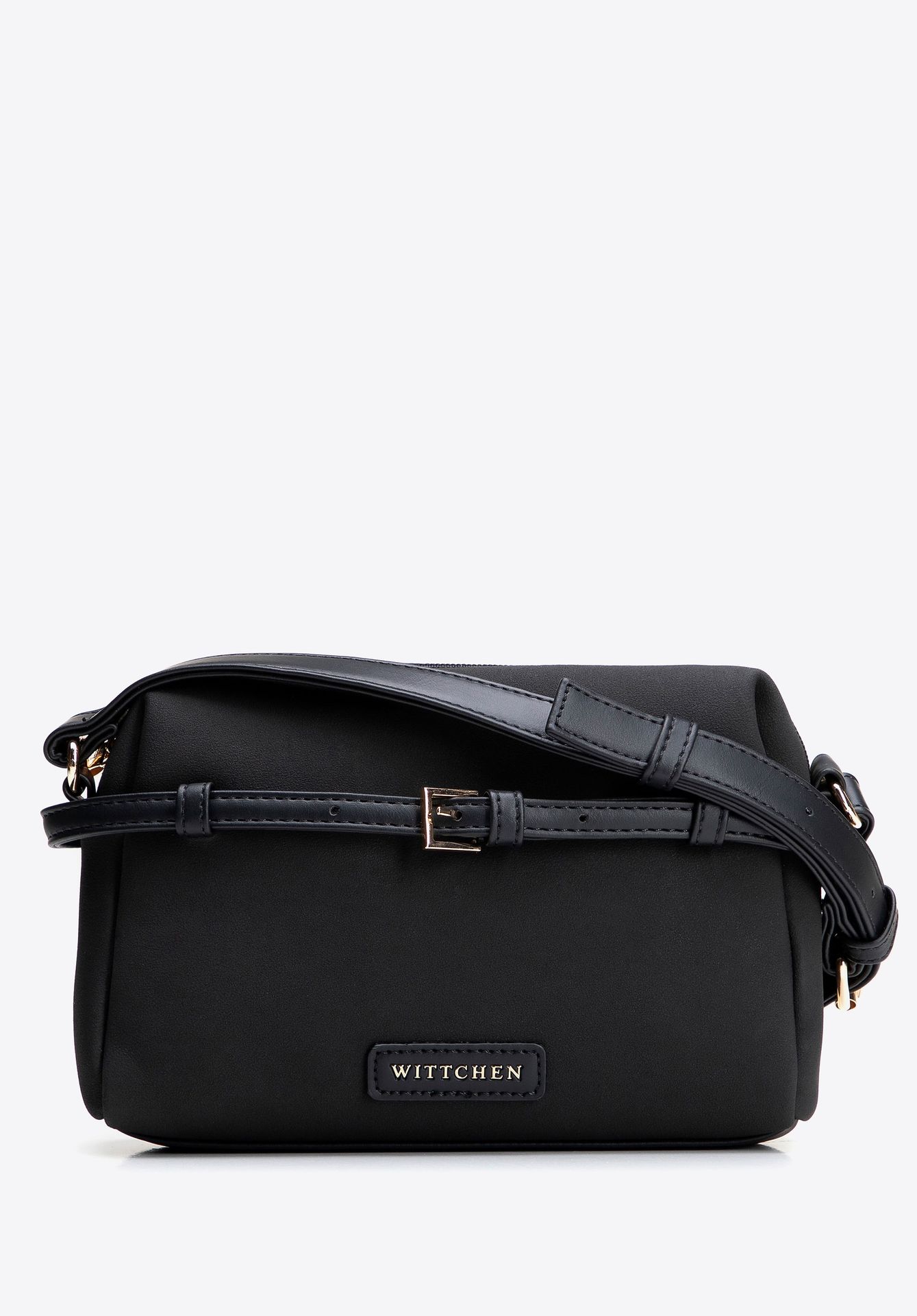 Listonoszka z imitacji skóry z dekoracyjnym paskiem czarno - złota