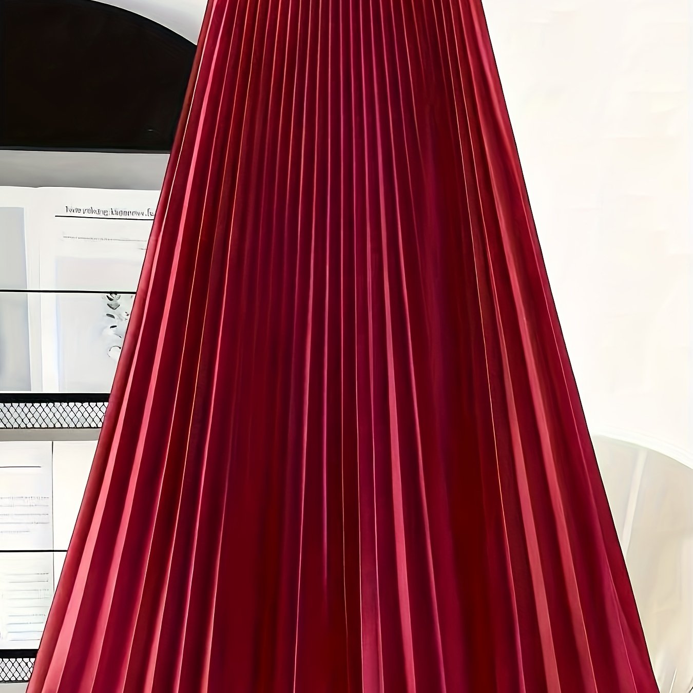 TEMU Damska Burgundowa Sukienka A-Line - Elegancka Pionowo Plisowana Sukienka na Wesele, Formalna Sukienka na Imprezy i Bale, Pranie w Praniu