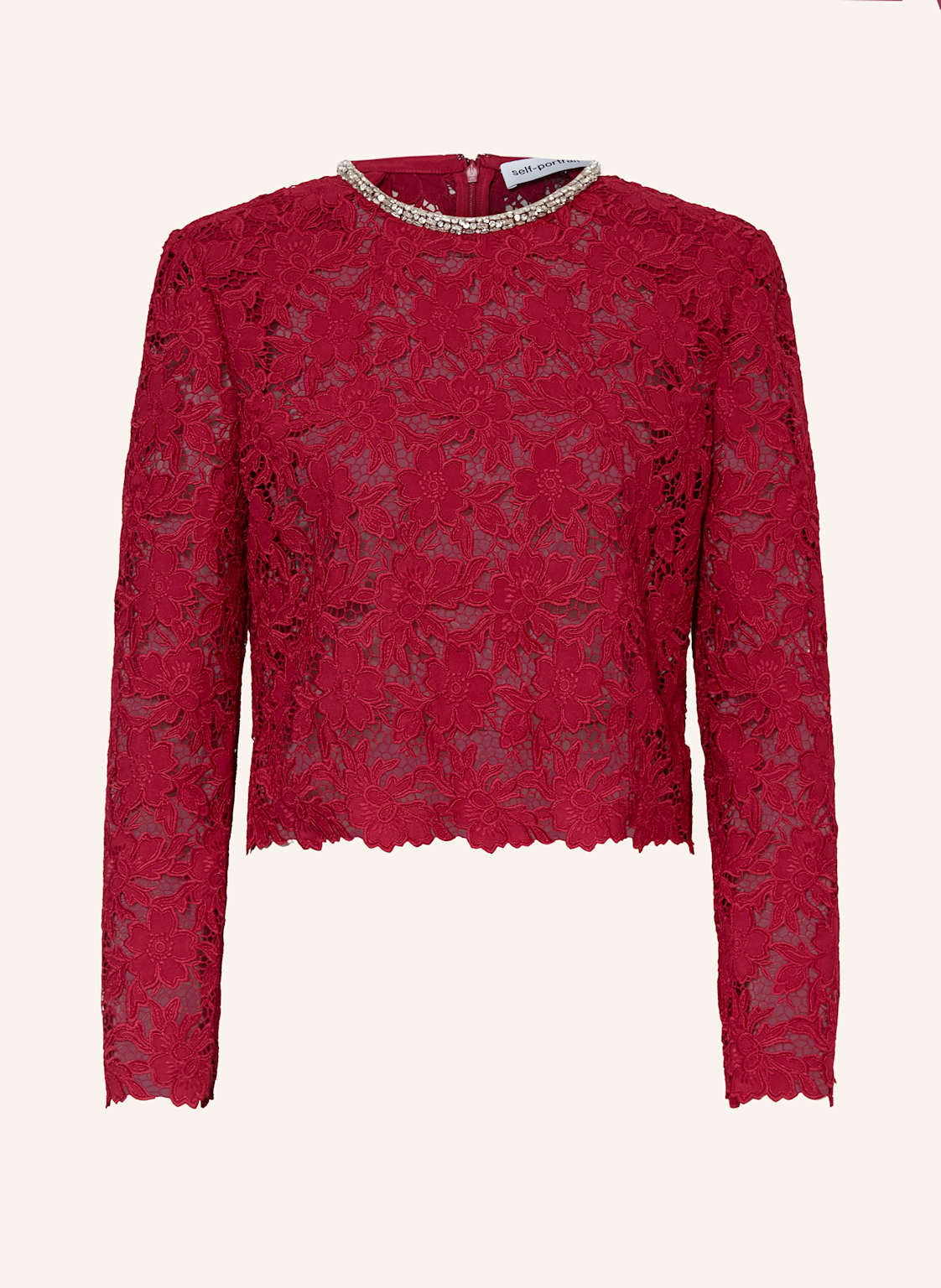 Self-Portrait Koronkowy Top Z Ozdobnymi Kamykami rot