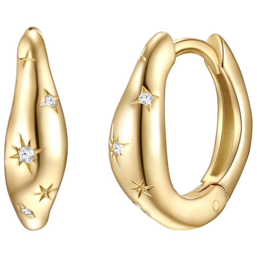 Glanzstücke München Kolczyki Gwiazda z Srebro wysokiej próby w Żółte złoto Kolczyki koła 1 ct Damski