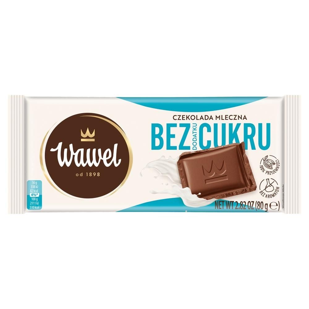 Wawel Czekolada mleczna bez dodatku cukru 80 g