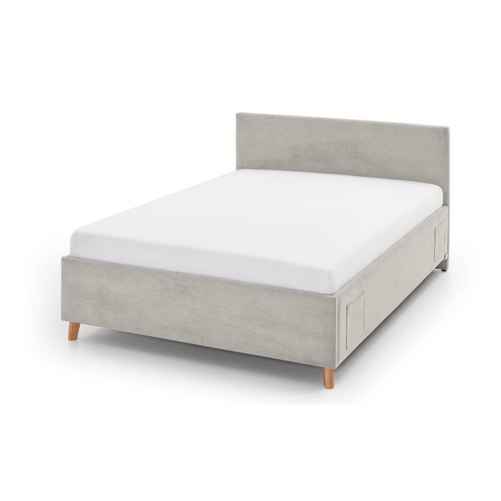 Beżowe tapicerowane łóżko dziecięce ze schowkiem ze stelażem 120x200 cm Cool – Meise Möbel