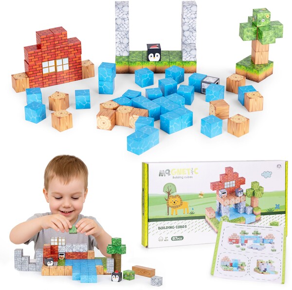 Klocki magnetyczne konstrukcyjne zestaw dla dzieci 87 elementów sześciany