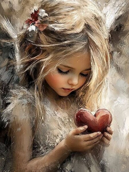 Diamentowa mozaika - Dziewczynka Anioł z serduszkiem