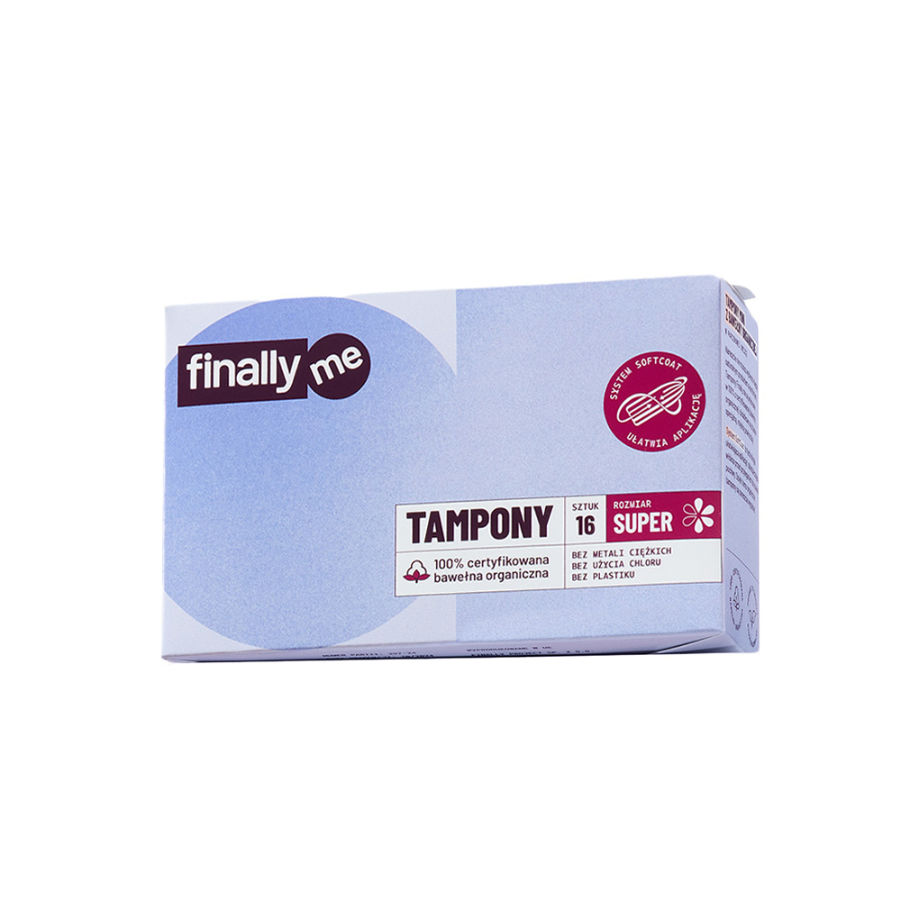 Finally.me, tampony z bawełny organicznej, Super, 16 sztuk