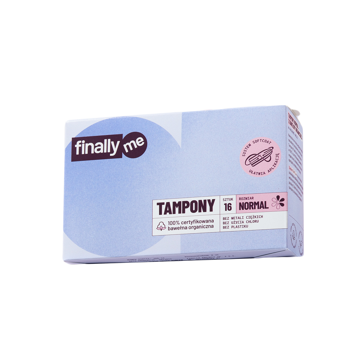 Finally.me, tampony z bawełny organicznej, Normal, 16 sztuk