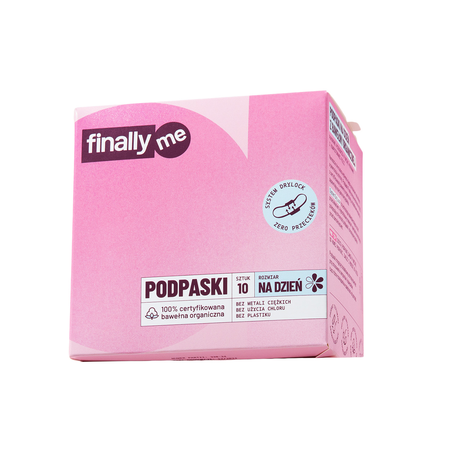 Finally.me, podpaski z bawełny organicznej, na dzień, 10 sztuk