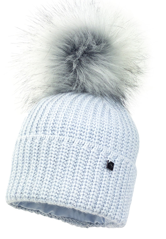 Chłopięca czapka na zimę COLD z pomponem błękit
