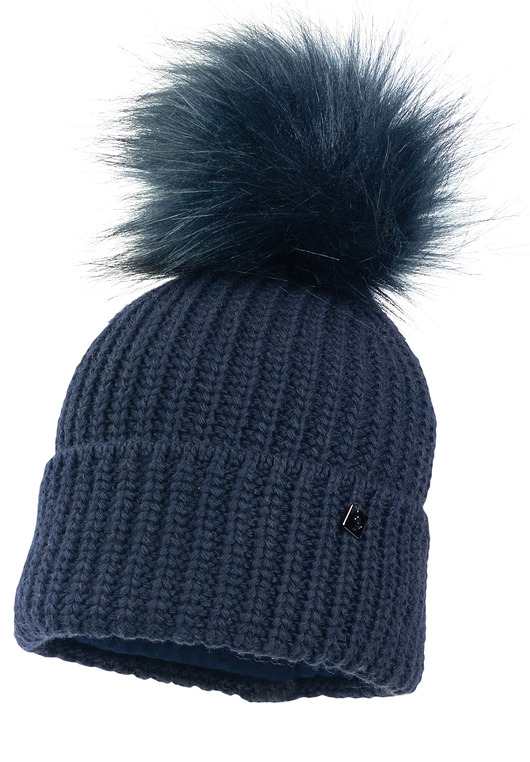 Chłopięca czapka na zimę COLD z pomponem granatowy