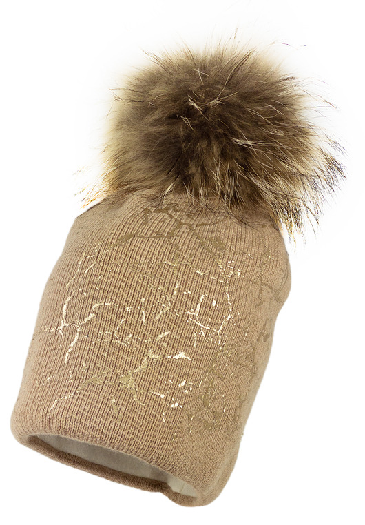 Czapka dla dziewczynki na zimę TAJKA ciemny beż