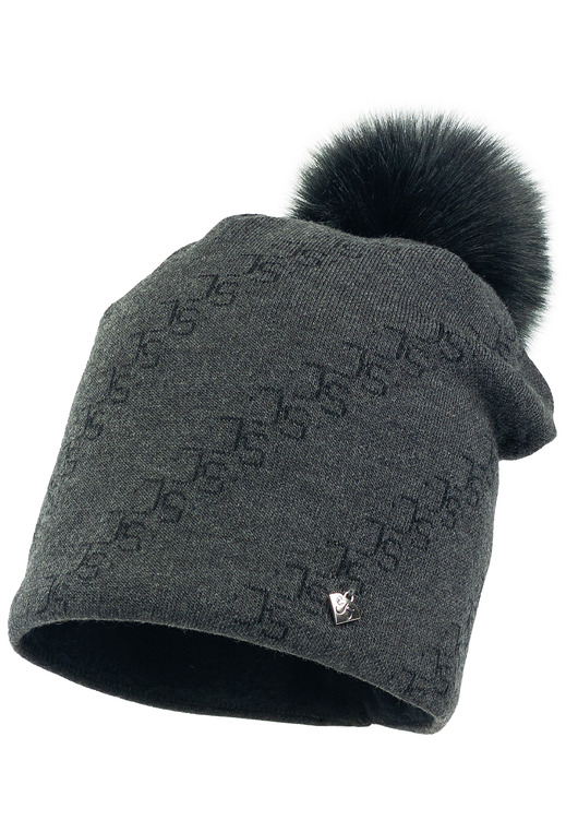 Czapka dla dziewczynki na zimę z pomponem VALARTA grafit