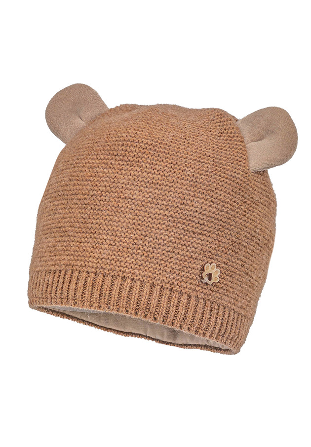Dziecięca czapka na zimę GINO z wełny merino karmel