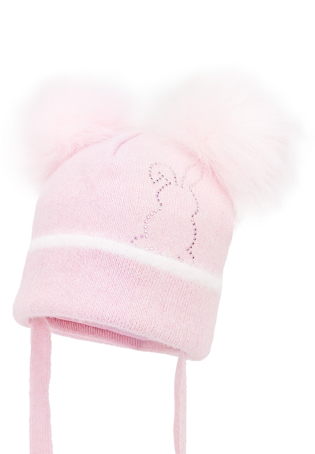 Dziewczęca czapka na zimę MELISKA z dwoma pomopnami róż