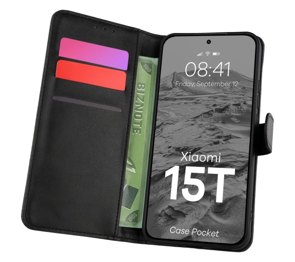 Bizon z klapką Pocket do Xiaomi 15T Czarny