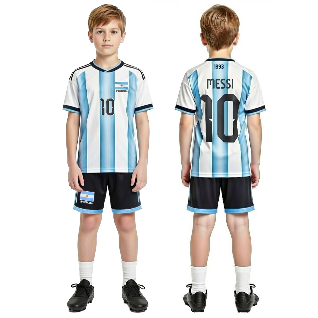 Nowość MESSI 10 Argentyna Strój Piłkarski 2w1 Koszulka + spodenki MŚ 2026