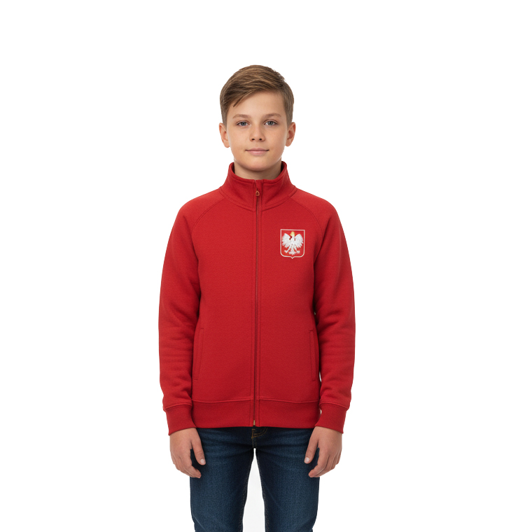 Bluza Dziecięca Polska Rozpinana Piłkarska Reprezentacji Bawełna TWÓJ NAPIS
