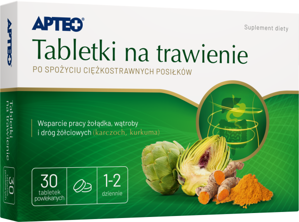 Apteo Apteo Tabletki na trawienie 30 tabletek powlekanych 3079621