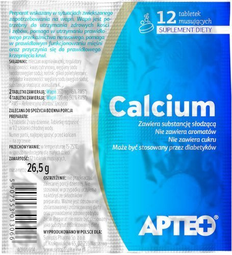 Synoptis PHARMA SP Z O.O APTEO CALCIUM 12 tabl mus 8839301
