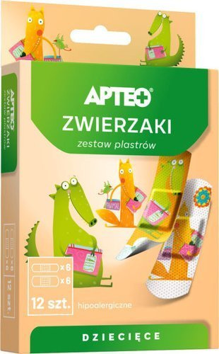 Apteo Apteo plastry dla dzieci zwierzaki 12 sztuk 9097876