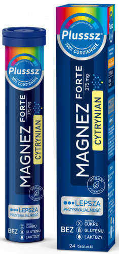 Polski Lek Plusssz Magnez Forte Cytrynian smak pomarańcza-marakuja 24 tabletek musujących 3868541
