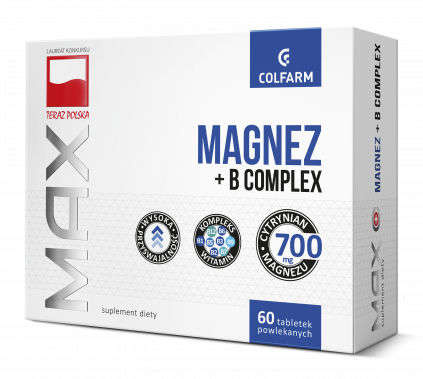 Colfarm ZAKŁADY FARM. Max Magnez + B Complex 60 tabletek 3767241