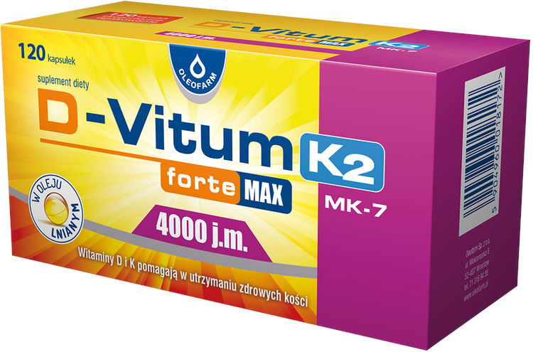 D-Vitum D3 4000 J.M.+ K2Mk7 Oleofarm 120 Kapsułek