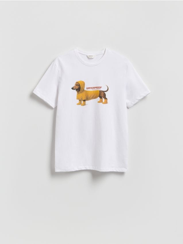 Reserved - T-shirt regular z nadrukiem - biały