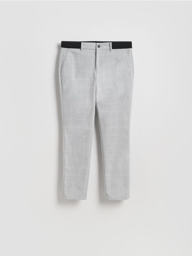 Reserved - Spodnie chino slim w kratę - jasnoszary