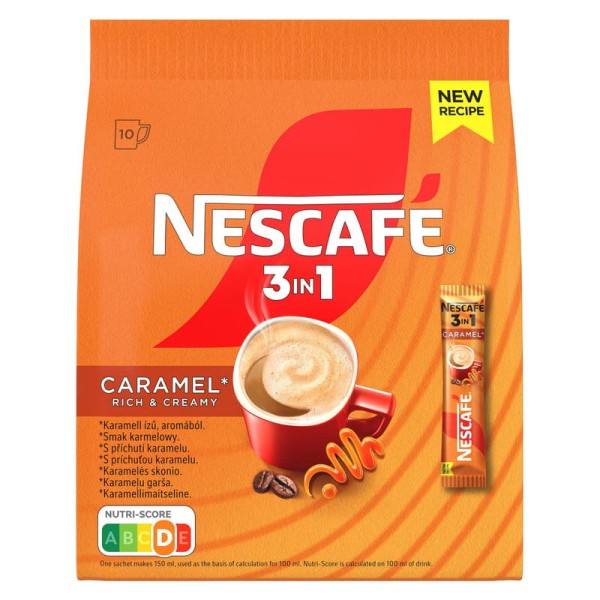 Nescafé 3in1 Rozpuszczalny napój kawowy smak karmelowy 160 g (10 x 16 g)
