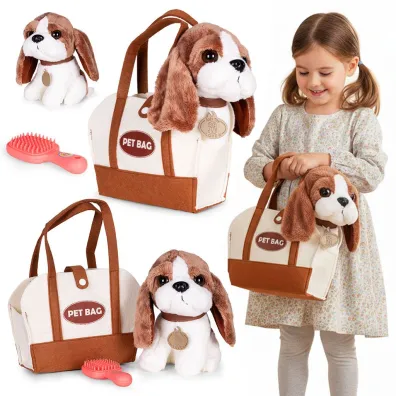Pluszowy piesek w torebce beagle maskotka dla dziecka + szczotka do pielęgnacji Multistore