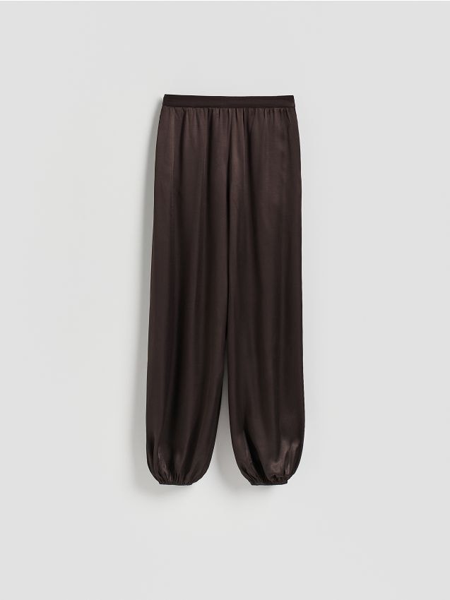 Reserved - Spodnie z wiskozy - ciemnobrązowy