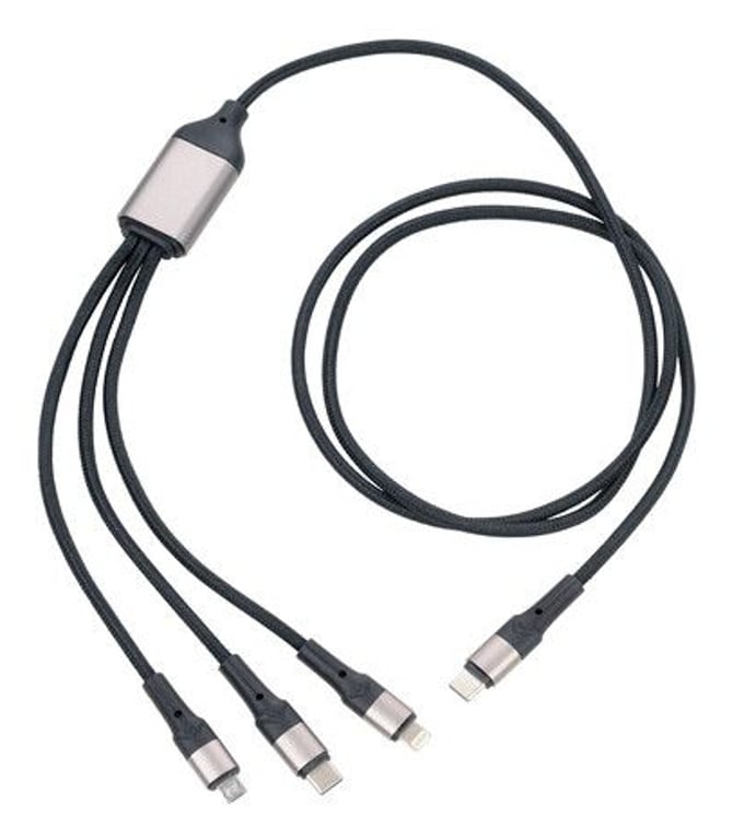 TROIKA DREIZACK PRO kabel USB 1,2 m USB C USB C/Micro USB-A/Lightning Czarny, Szary