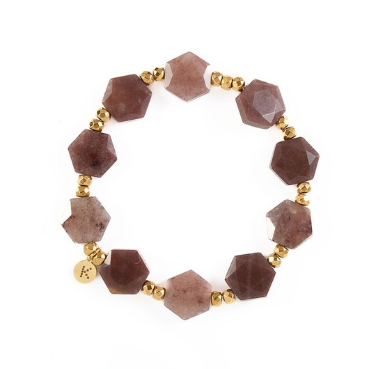 Bransoletka z brązowego Awenturynu - Wersja Pozłacana