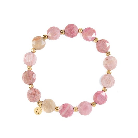 Bransoletka z pudrowego Rodonitu - Wersja Pozłacana