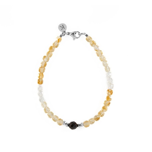 Bransoletka z cieniowanego Cytrynu z Czarnym Turmalinem - Wersja Srebrna