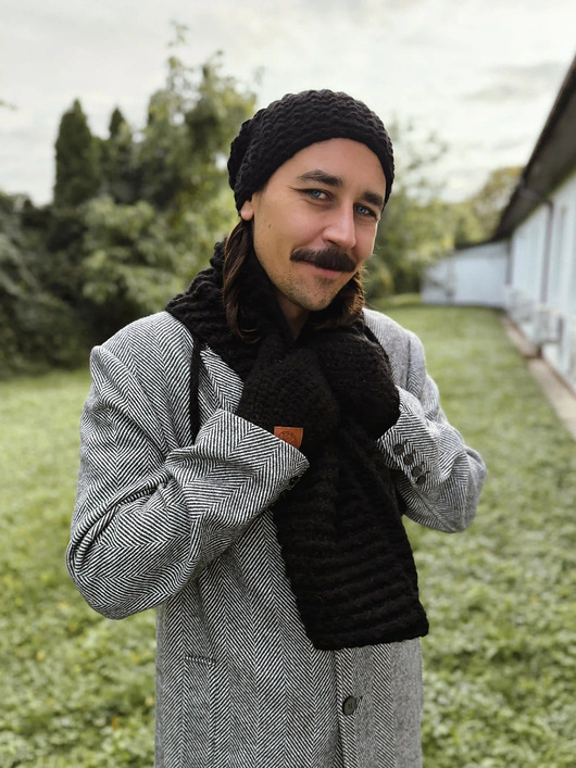 Męski komin MERINO Czarny