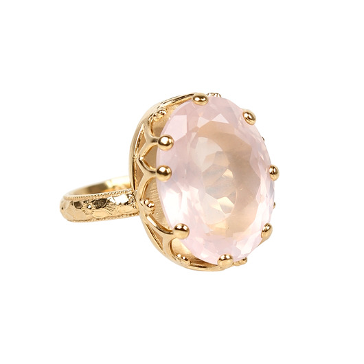 Złoty pierścionek Magnifique z kwarcem różowym