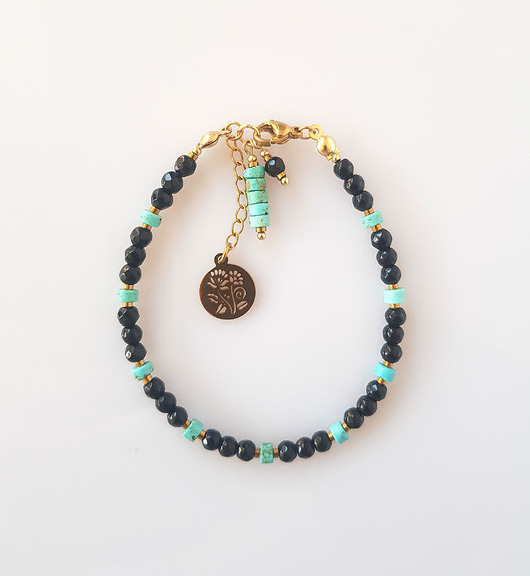 Bransoletka Czarno Turkusowa Złota