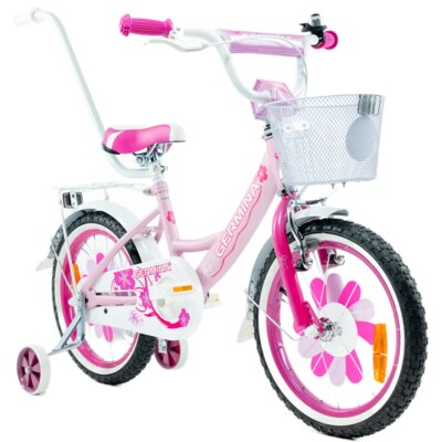 Rower dziecięcy GERMINA BMX 16 cali dla dziewczynki Jasnoróżowy