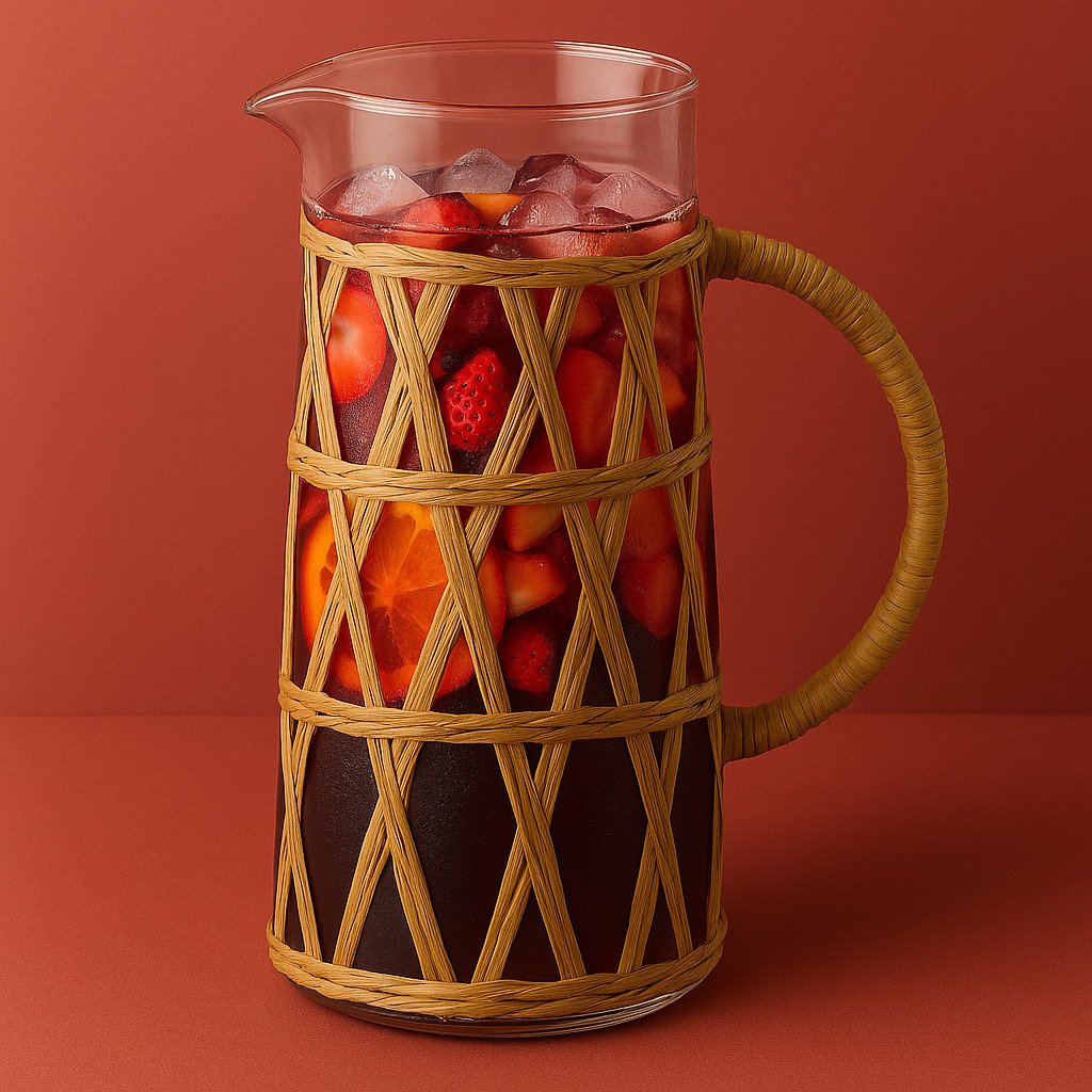 MODERN KITCHEN Dzbanek szklany 1,1L 10x8x19,5cm w oplocie boho